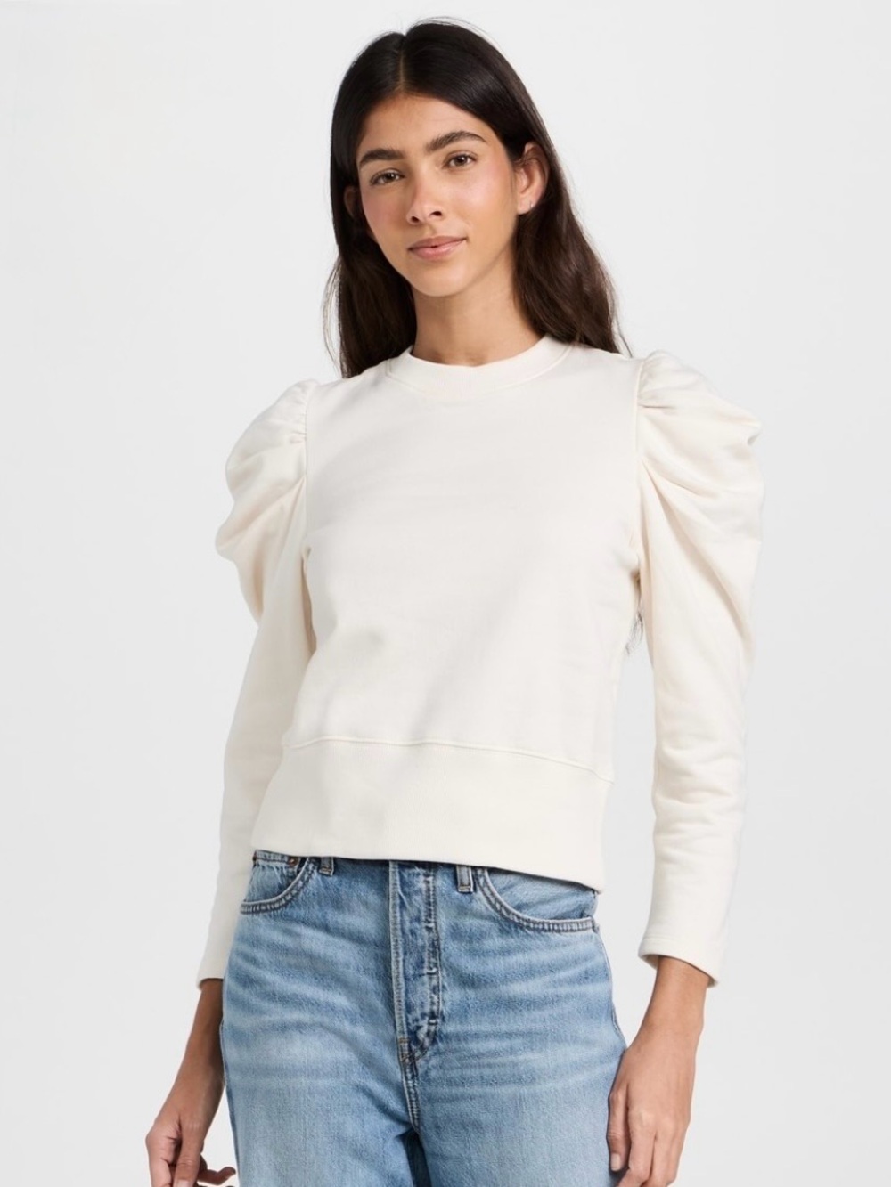 Soldout NYC The Just Enough Puff Sweatshirt Medium Cream Clean Girl Quiet Luxury